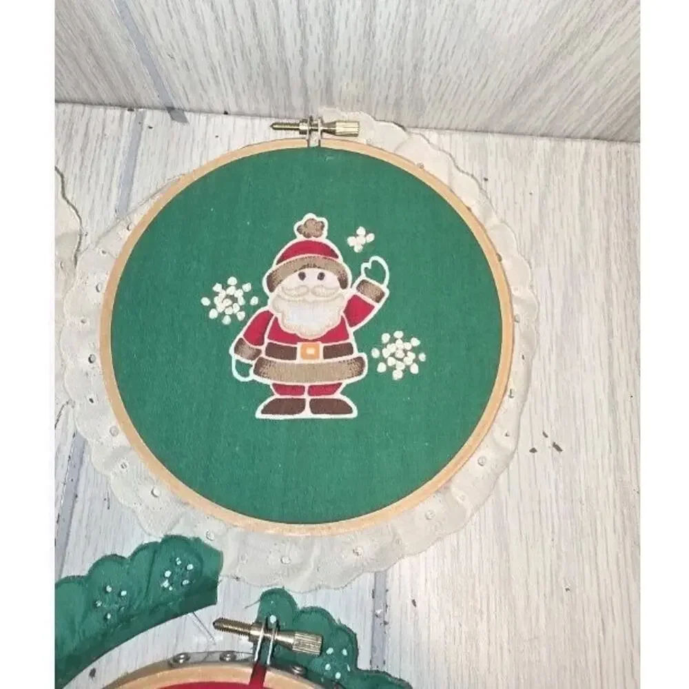 Vtg 1980s Country Lace Christmas HANDMADE Farmhouse Kitschy Set of 5 Grannycore
